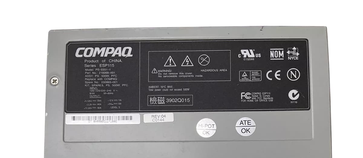 Резервный Блок Питания HP 225075-001 500W