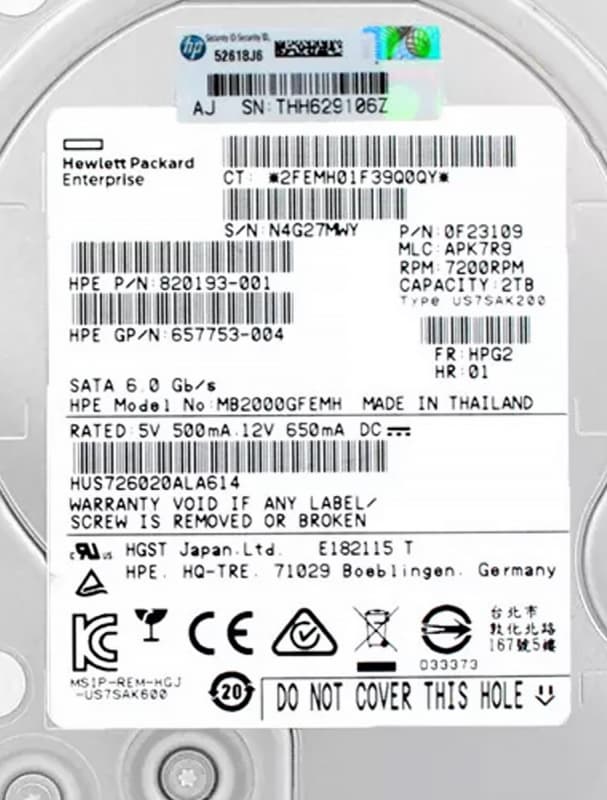 Жесткий диск HP 0F23109 2Tb SATAIII 3.5" HDD