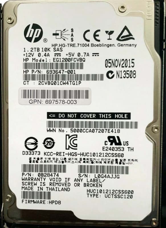 Жесткий диск HP 697578-005 1,2Tb  SAS 2,5" HDD