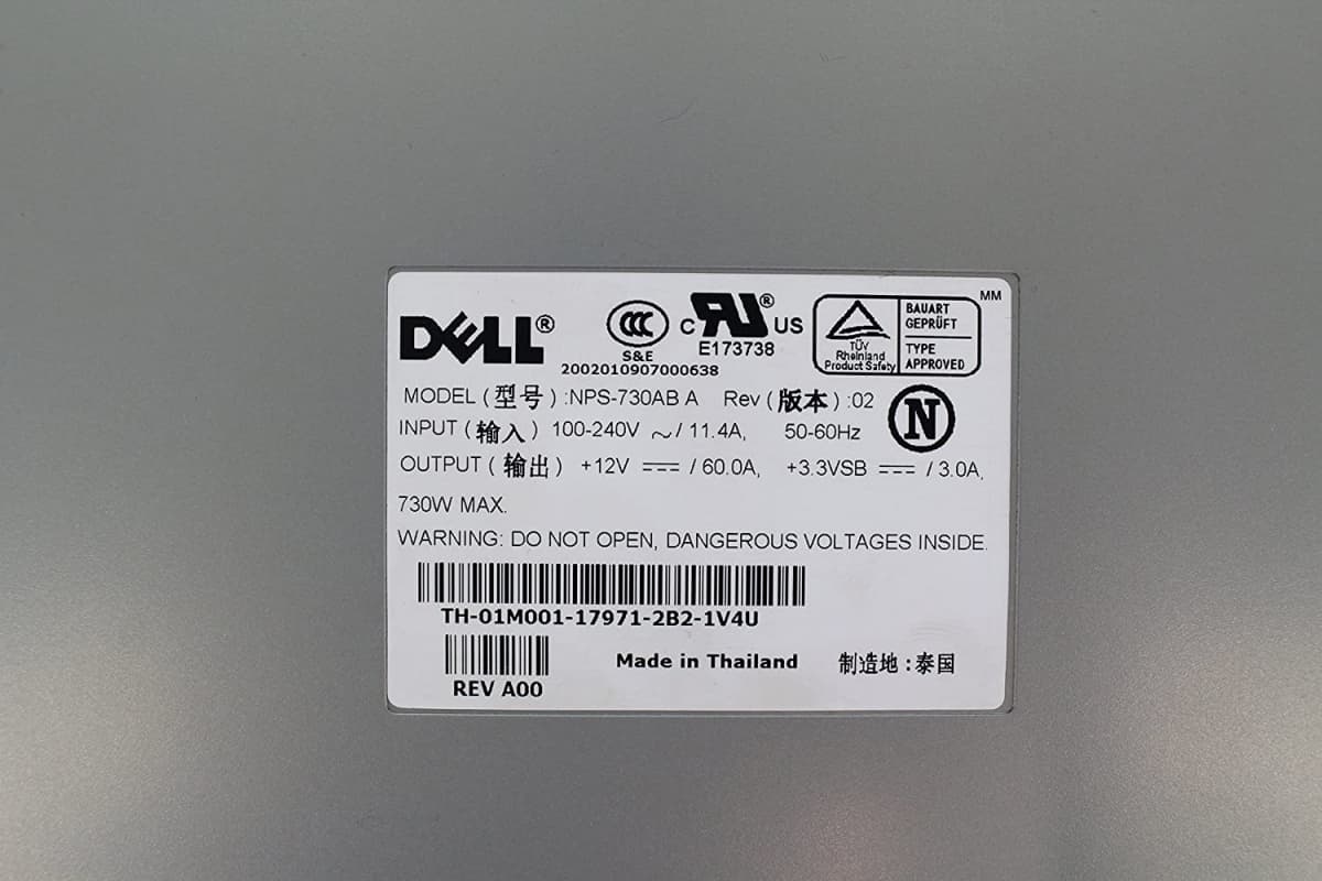 Резервный Блок Питания Dell 01M001 730W