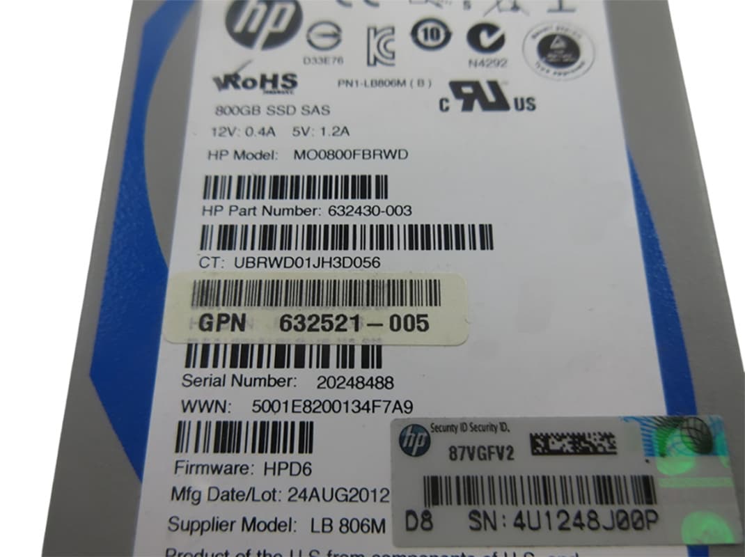 Жесткий диск HP 632521-005 800Gb  SAS 2,5" SSD