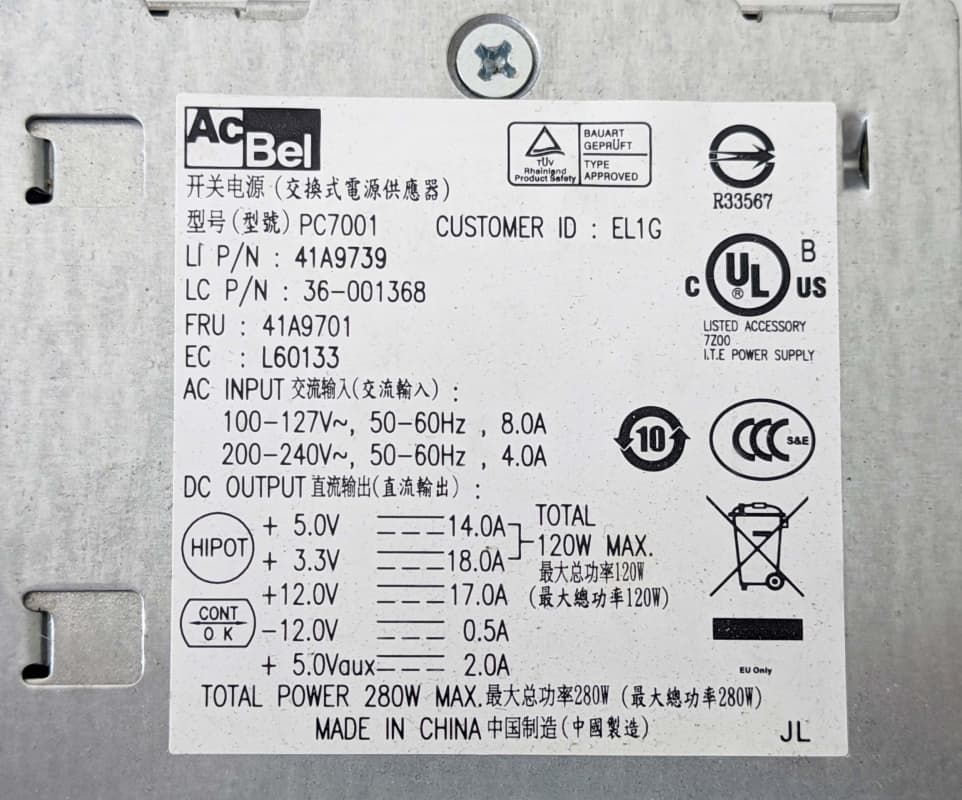 Блок Питания Lenovo 41A9739 280W