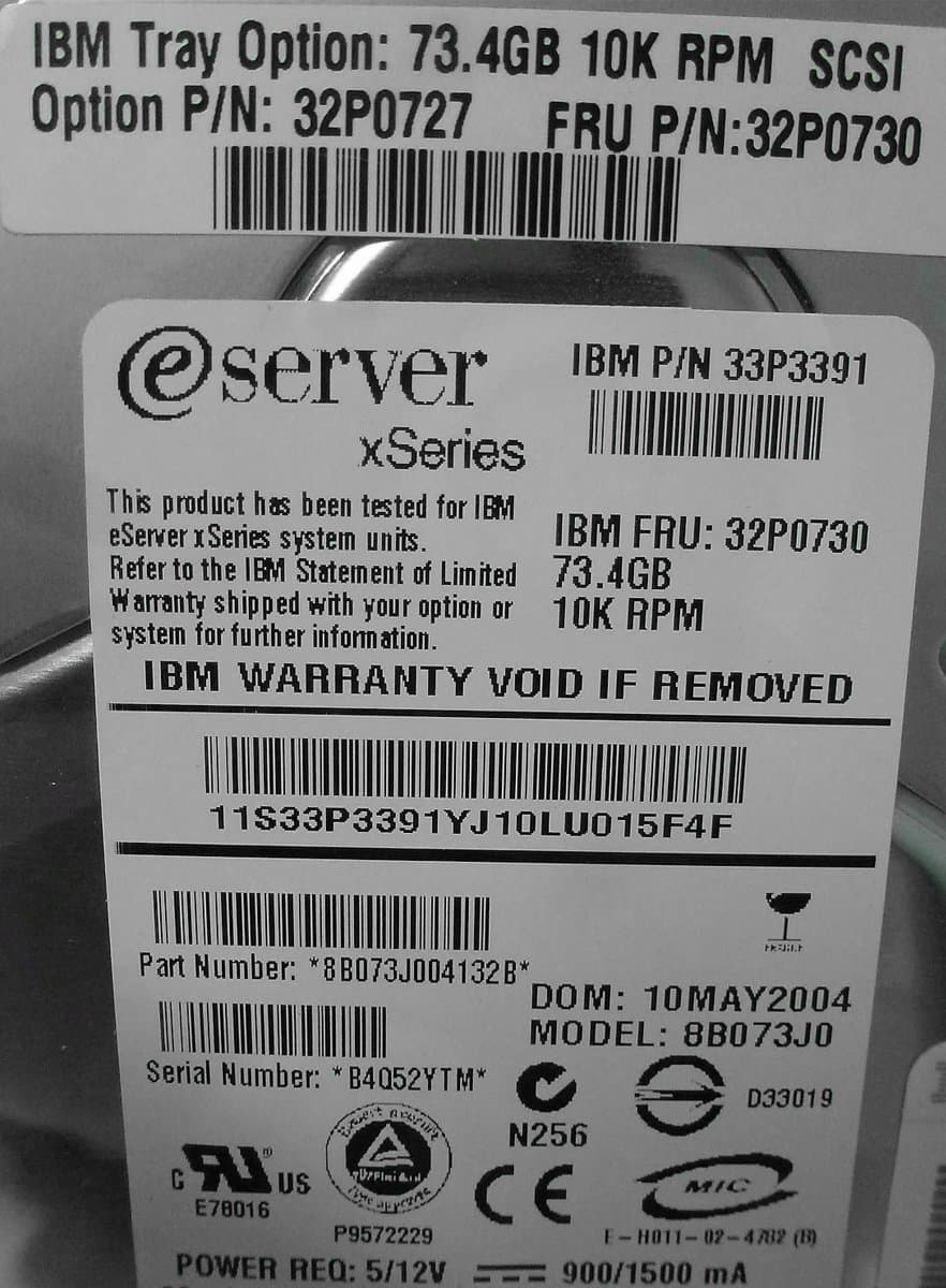 Жесткий диск  IBM 73,4Gb 10000 U320SCSI 3.5" HDD 32P0730