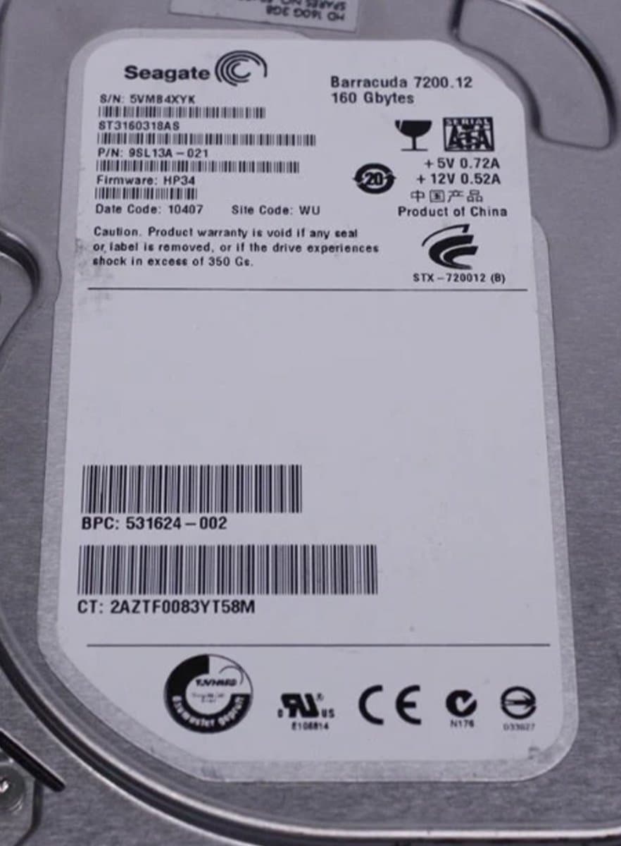 Жесткий диск HP 160Gb 7200 SATAII 3.5" HDD 9SL13A-021