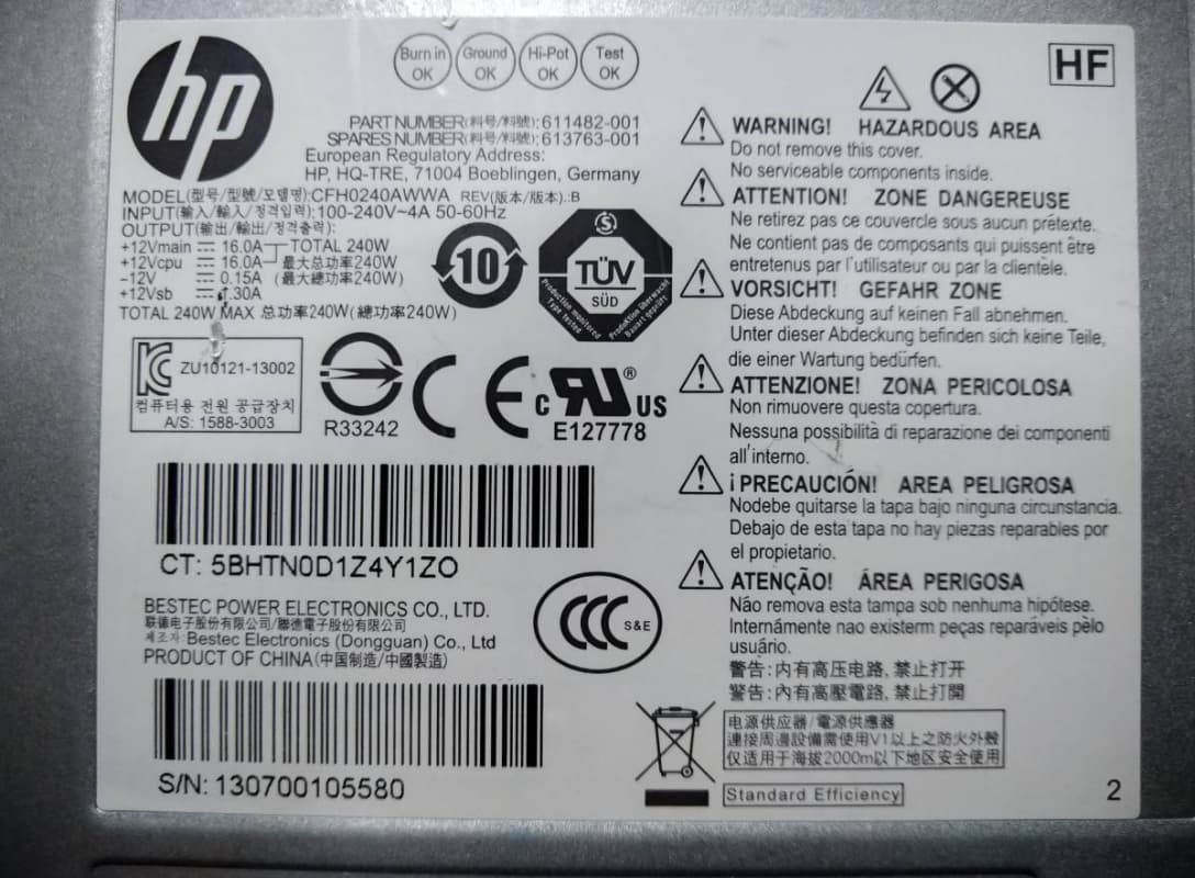 Блок Питания HP CFH0240AWWA 240W