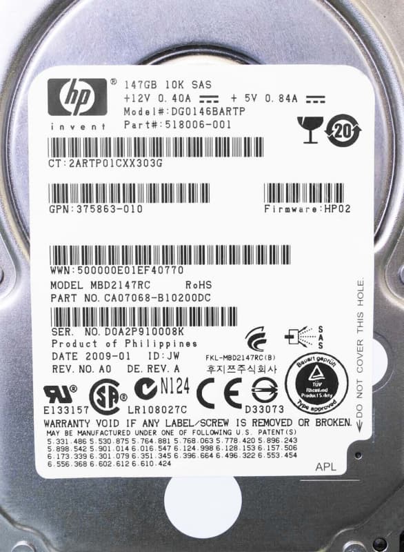 Жесткий диск HP DG0146BARTP 146Gb  SAS 2,5" HDD