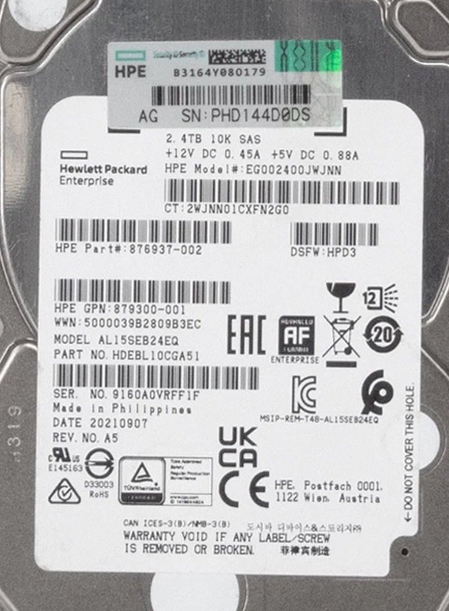 Жесткий диск HP 2,4Tb 10000 SAS 2.5" HDD HDEBL10CGA51
