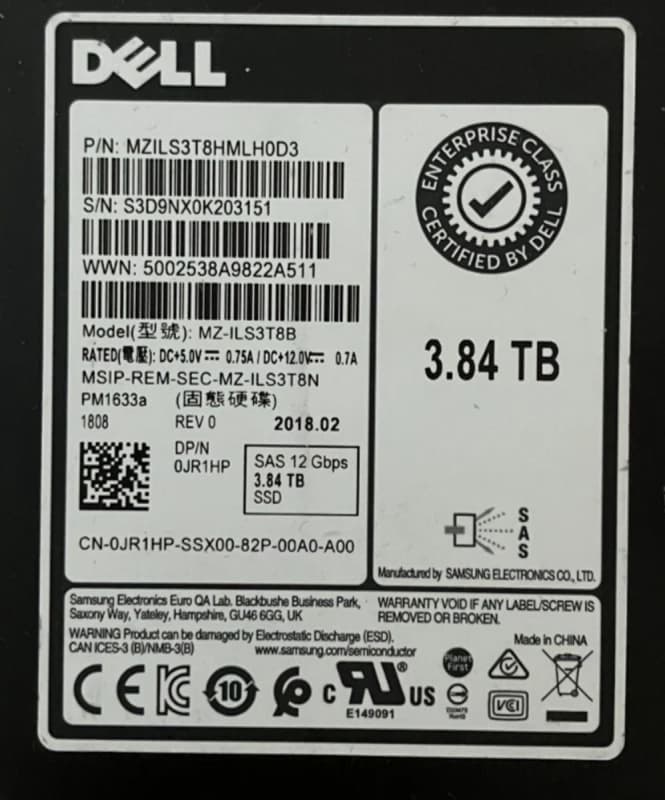 Жесткий диск Dell JR1HP 3.84TB SAS 2,5" SSD