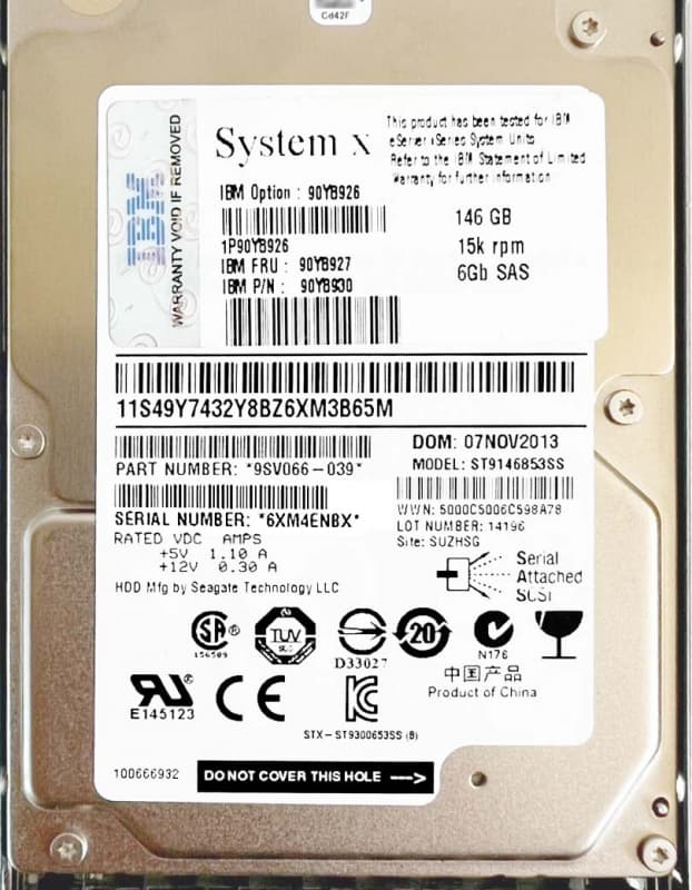 Жесткий диск IBM 90Y8927 146Gb 15000 SAS 2,5" HDD