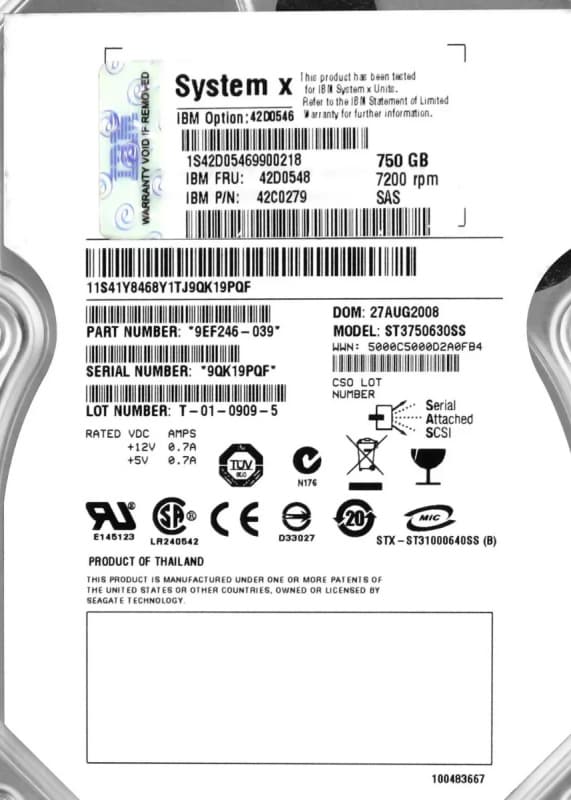 Жесткий диск IBM 42D0548 750Gb  SAS 3,5" HDD