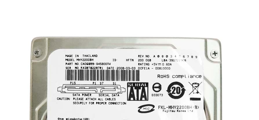 Жесткий диск Fujitsu MHY2200BH 200Gb 5400 SATA 2,5" HDD