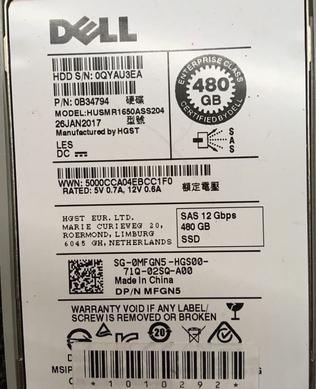 Жесткий диск Dell MFGN5 480Gb SAS 2,5" SSD