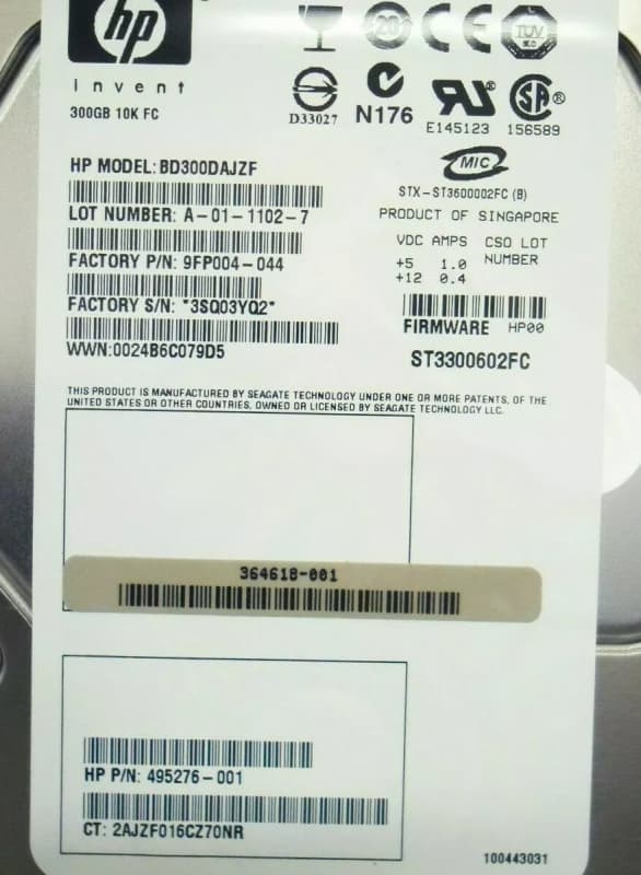 Жесткий диск HP BD300DAJZF 300Gb  Fibre Channel  3,5" HDD