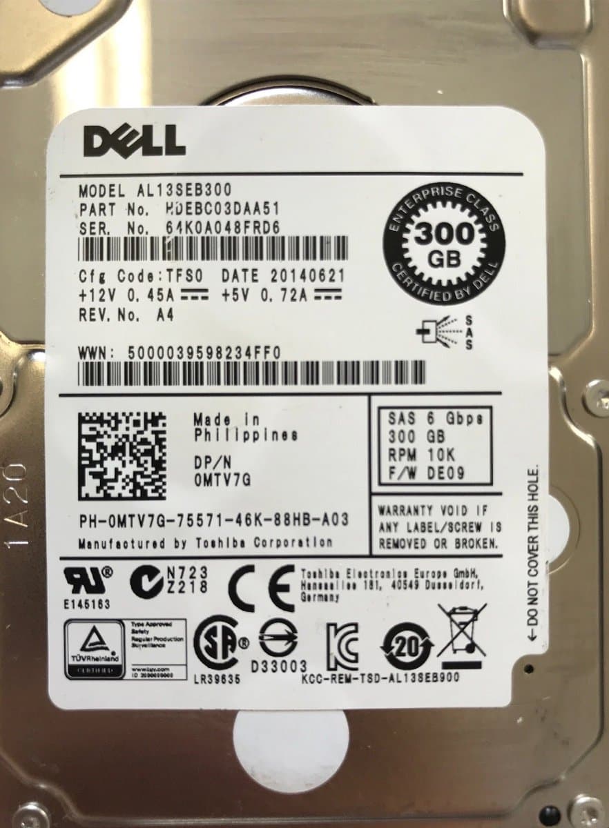 Жесткий диск Dell MTV7G 300Gb 10500 SAS 2,5" HDD