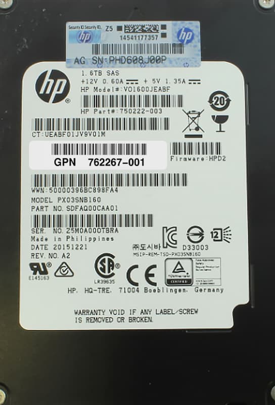 Жесткий диск HP 762267-001 1,6Tb  SAS 2,5" SSD