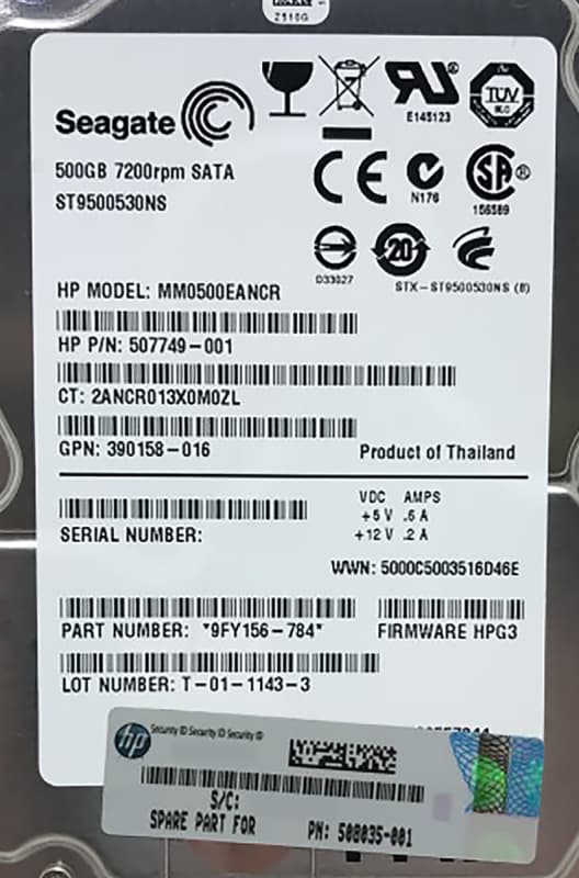 Жесткий диск HP 390158-016 500Gb  SATAII 2,5" HDD