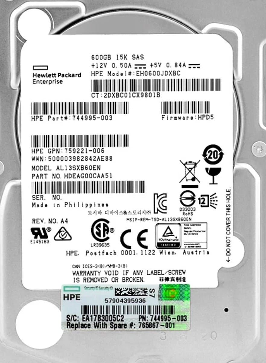 Жесткий диск HP 600Gb 15000 SAS 2.5" HDD HDEAG00CAA51