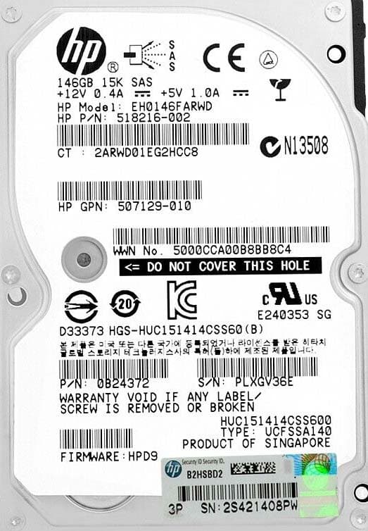 Жесткий диск HP 652599-002 146Gb  SAS 2,5" HDD