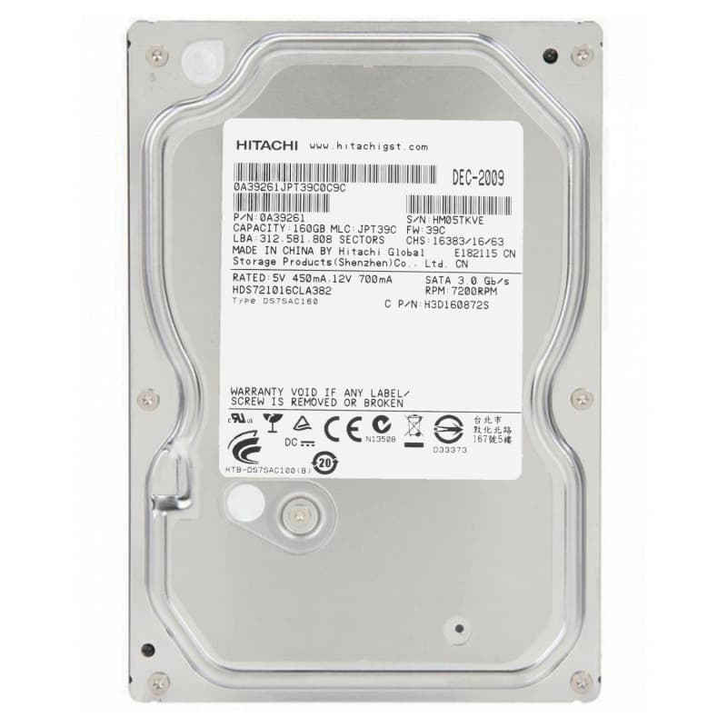 Жесткий диск Hitachi HDS721016CLA382 160Gb  SATAII 3,5" HDD
