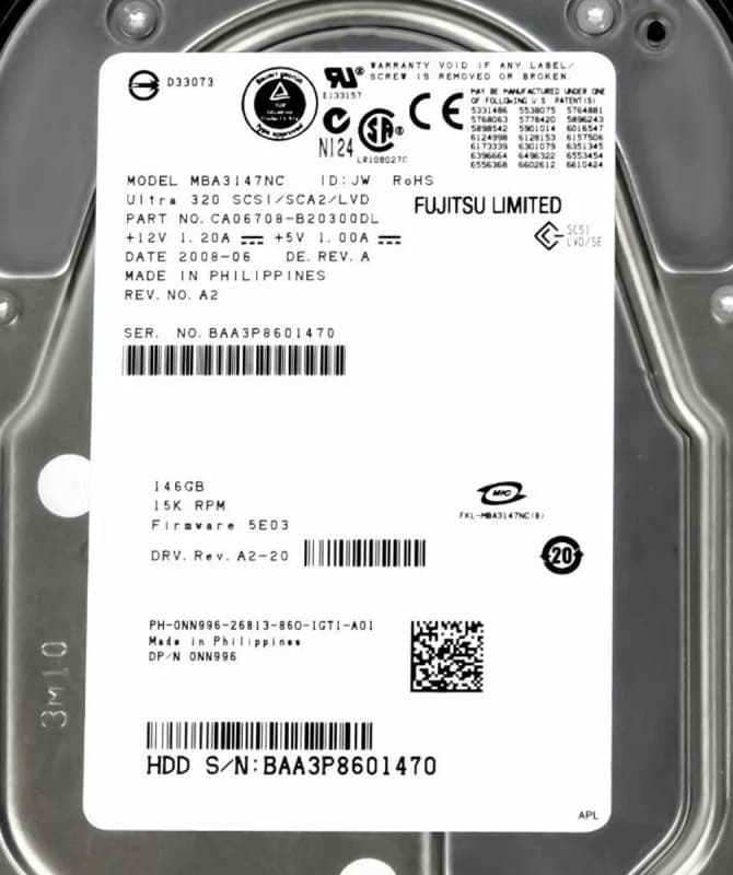 Жесткий диск Dell NN996 146Gb  U320SCSI 3.5" HDD