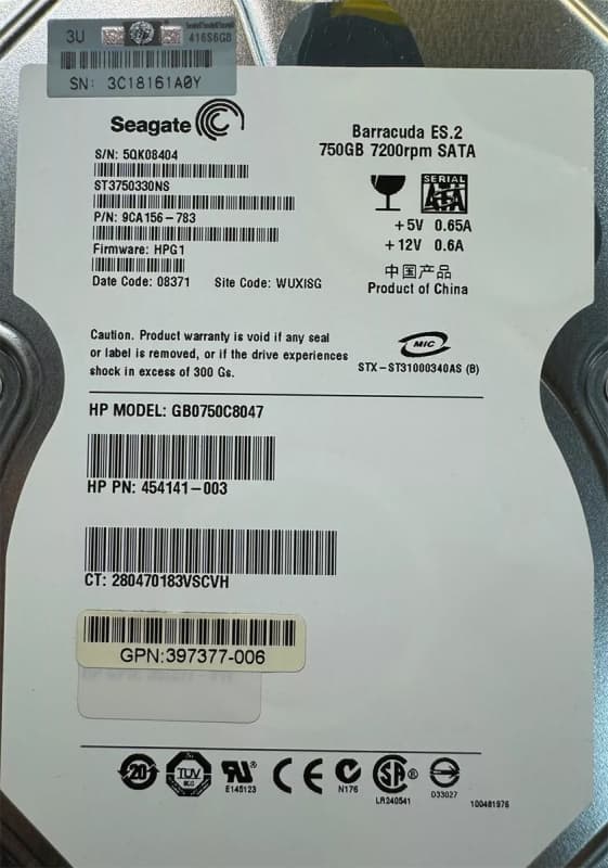 Жесткий диск HP GB0750C8047 750Gb SATA 3,5" HDD