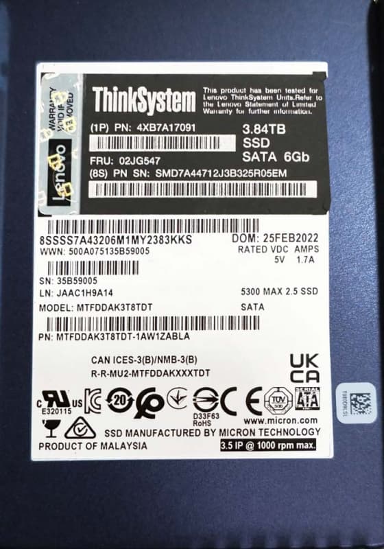 Жесткий диск Lenovo 4XB7A17091 3.84TB SATAIII 2,5" SSD