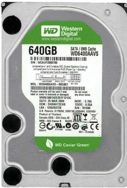 Жесткий диск Western Digital WD6400AAVS 640Gb IntelliPower SATAII 3.5" HDD