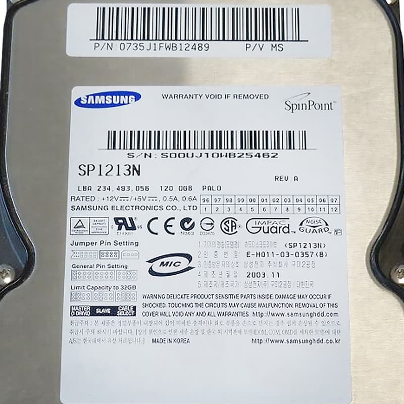 Жесткий Диск Samsung SP1213N 120Gb IDE 3,5" HDD
