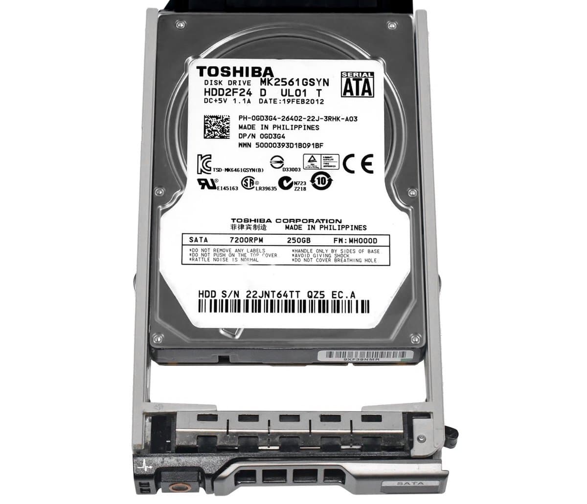 Жесткий диск Dell 250Gb 7200 SATAII 2.5" HDD 0GD3G4