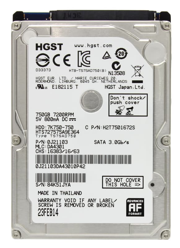 Жесткий диск HGST HTS727575A9E364 750Gb 7200 SATAII 2,5" HDD