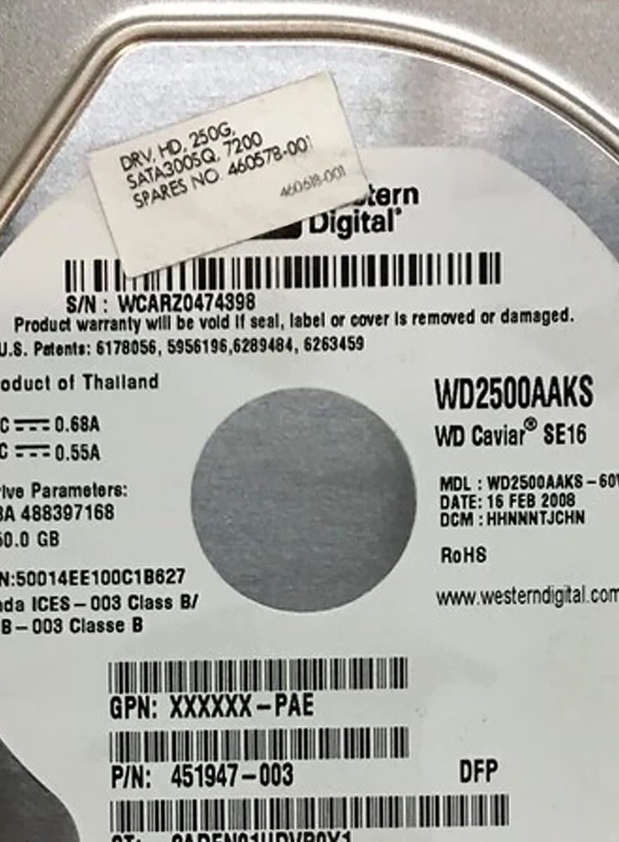 Жесткий диск HP 250Gb 7200 SATAII 3.5" HDD 460618-001