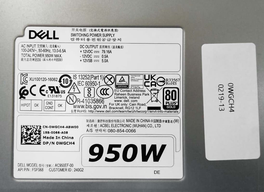 Блок Питания Dell WGCH4 950W