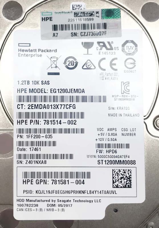 Жесткий диск HP EG1200JEMDA 1,2Tb 10000 SAS 2,5" HDD