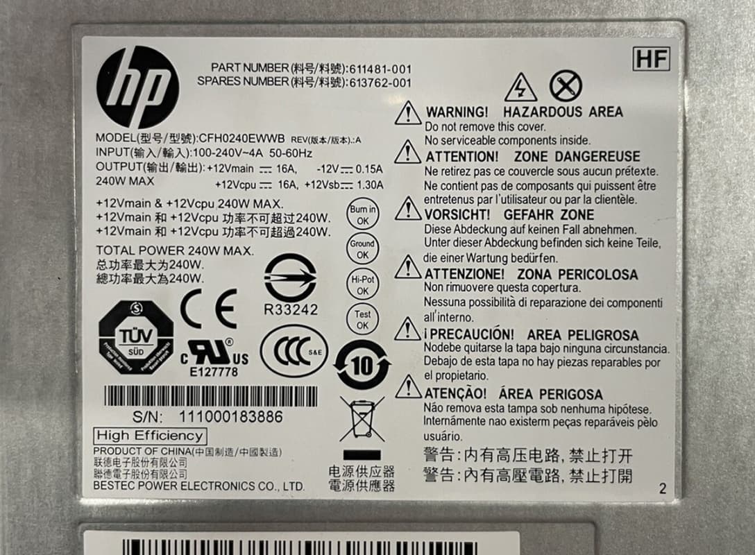 Блок Питания HP CFH0240EWWB 240W