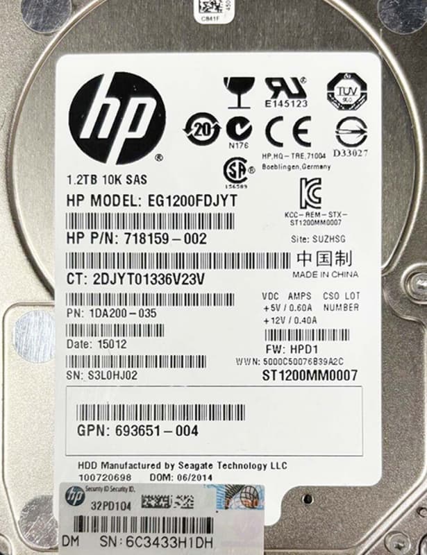 Жесткий диск HP 718159-002 1,2Tb  SAS 2,5" HDD