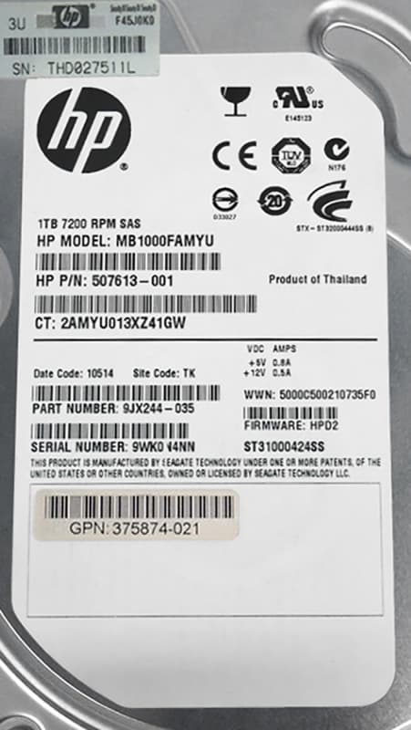 Жесткий диск HP 507613-001 1Tb  SAS 3,5" HDD