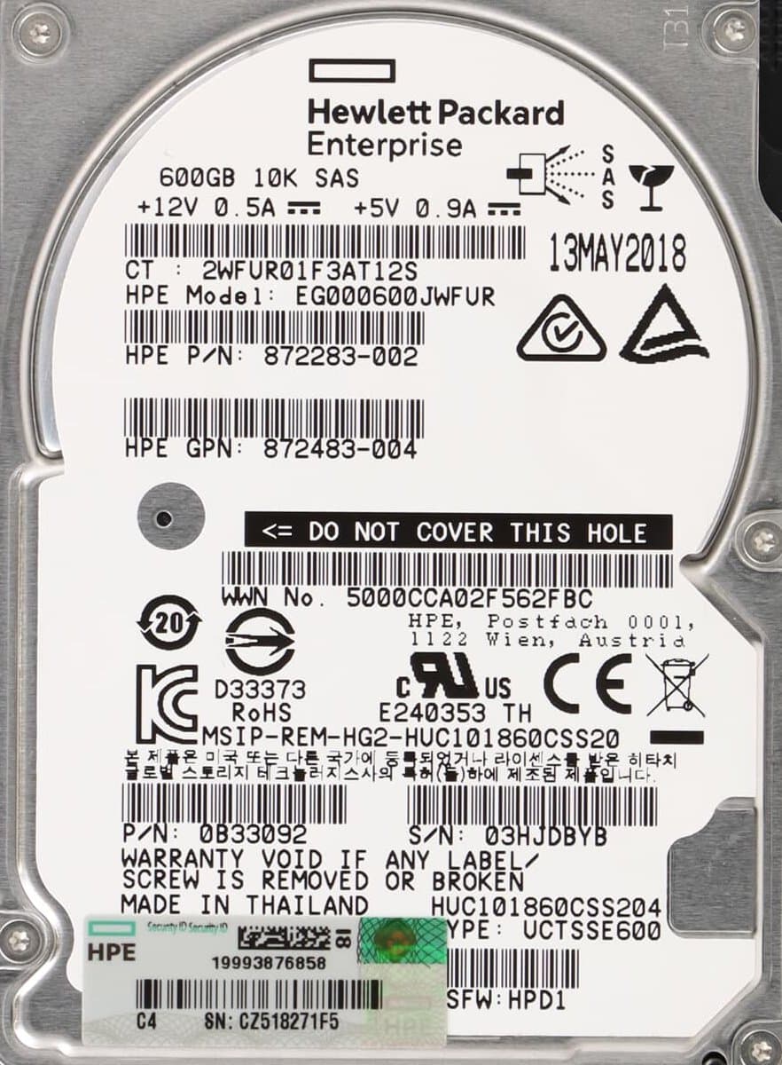 Жесткий диск HP 600Gb 10000 SAS 2.5" HDD 0B33092