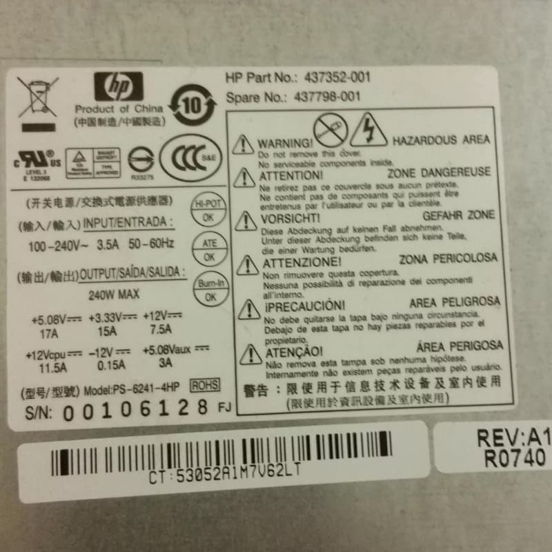 Блок питания HP PS-6241-4HP 240W