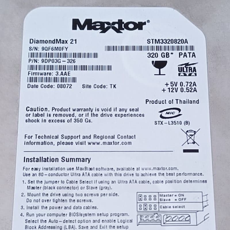 Жесткий Диск Maxtor 9DP03G 320Gb IDE 3,5" HDD