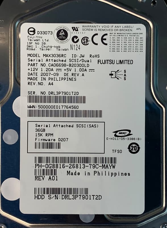Жесткий диск Dell CA06697-B10300DL 36Gb 15000 SAS 3,5" HDD