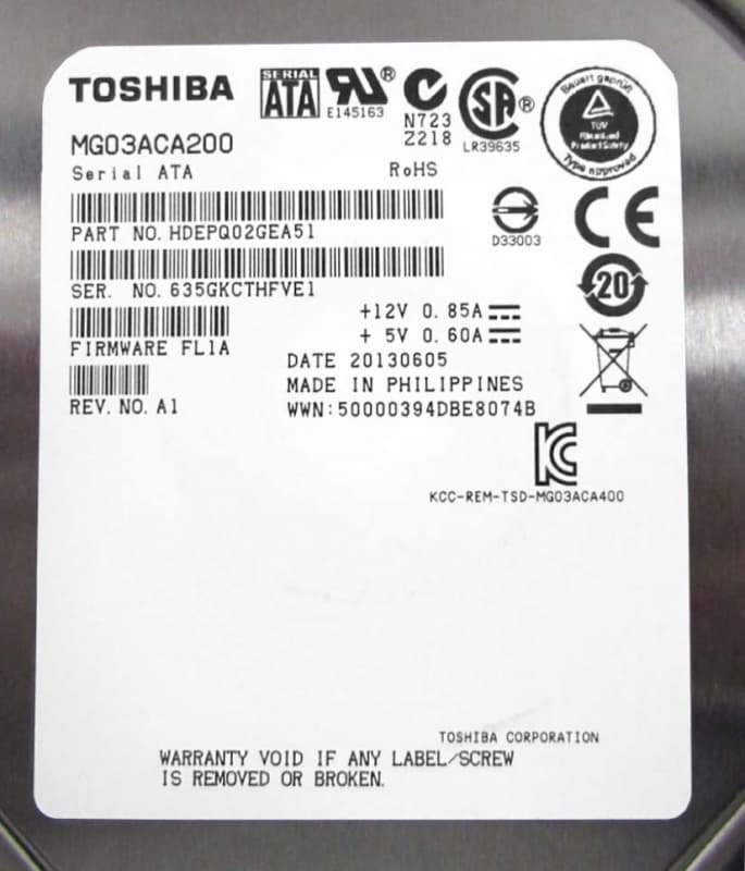 Жесткий диск Toshiba MG03ACA200 2Tb 7200 SATAIII 3,5" HDD