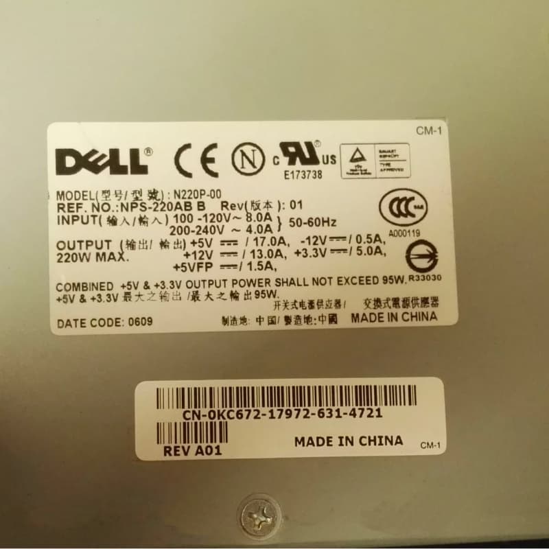 Блок Питания Dell 0KC672 220Wt