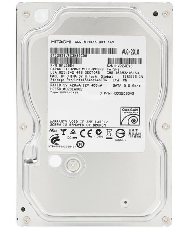 Жесткий Диск Hitachi 0F12954 320Gb 5400 SATA 3,5" HDD