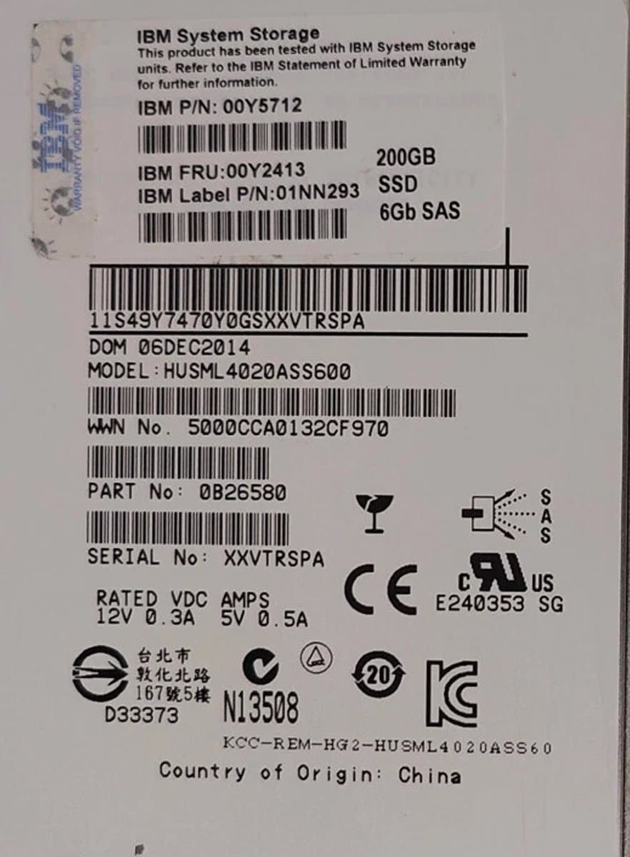 Жесткий диск IBM 200Gb  SAS 2.5" SSD 49Y7470