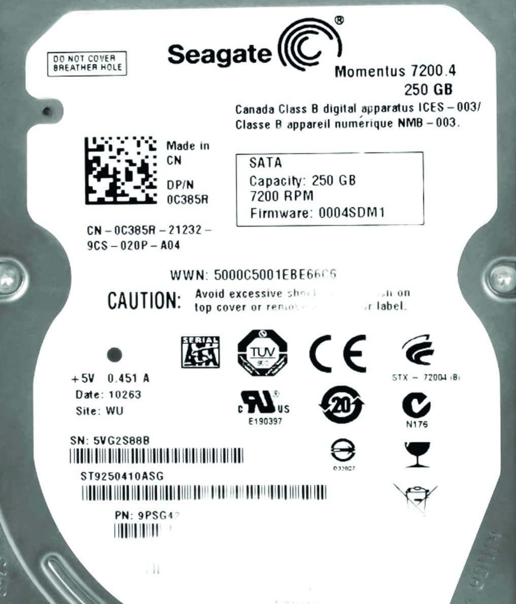 Жесткий диск Dell 250Gb 7200 SATAII 2.5" HDD 0C385R