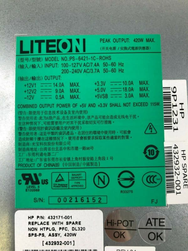 Блок Питания HP 432932-001 420W