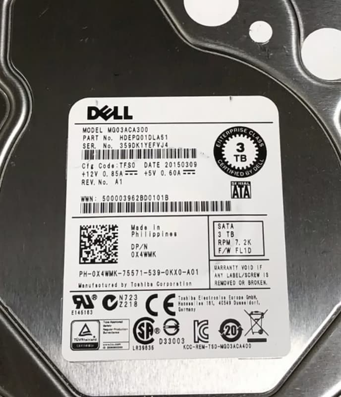 Жесткий диск Dell 0X4WMK 3Tb SATAIII 3.5" HDD