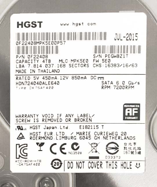 Жесткий диск Hitachi HDN724040ALE640 4Tb 7200 SATAIII 3.5" HDD