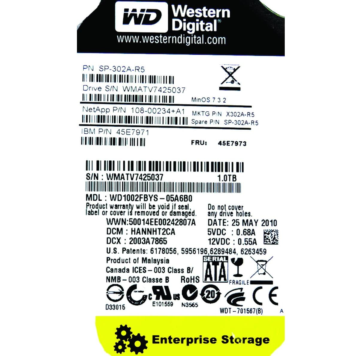 Жесткий диск NetApp 1Tb 7200 SATAII 3.5" HDD SP-302A-R5