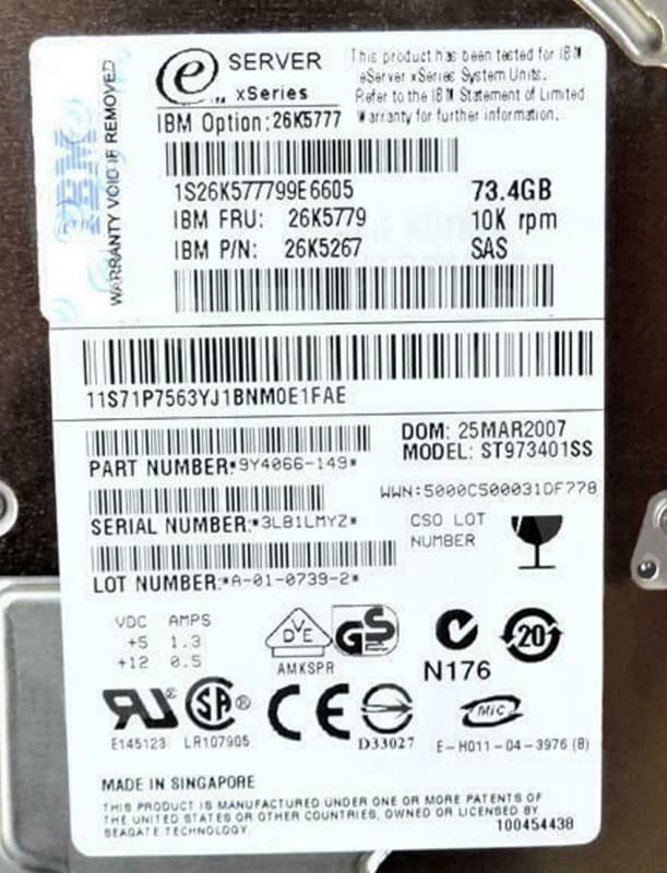 Жесткий диск IBM 9Y4066-149 73,4Gb  SAS 2,5" HDD